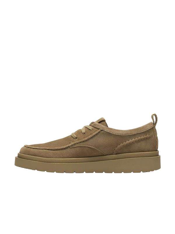 Clarks Scarpe Polden Moc Dark Sand Left Side