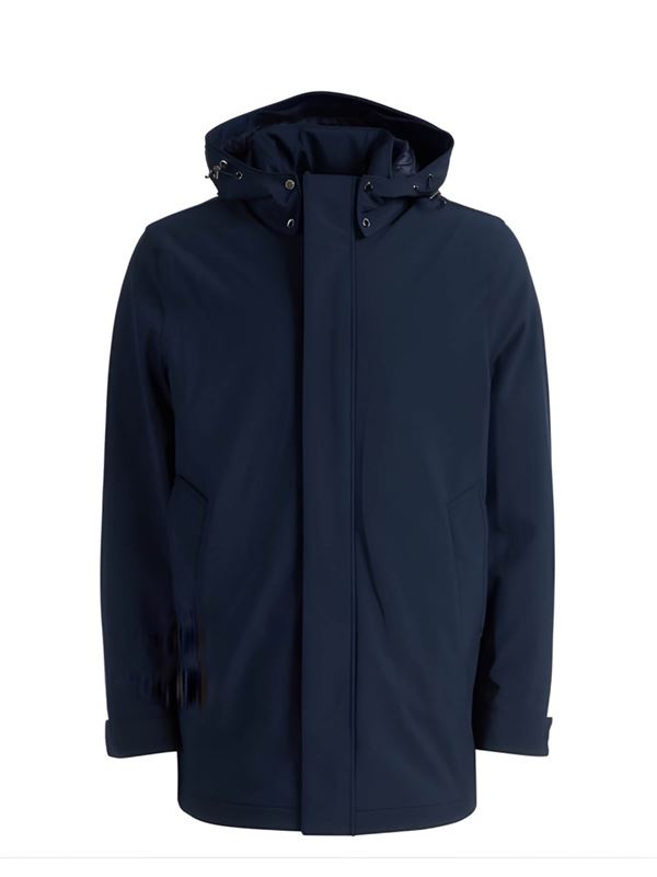 Woolrich Soft Shell Barrow Mac Coat Melton Blue