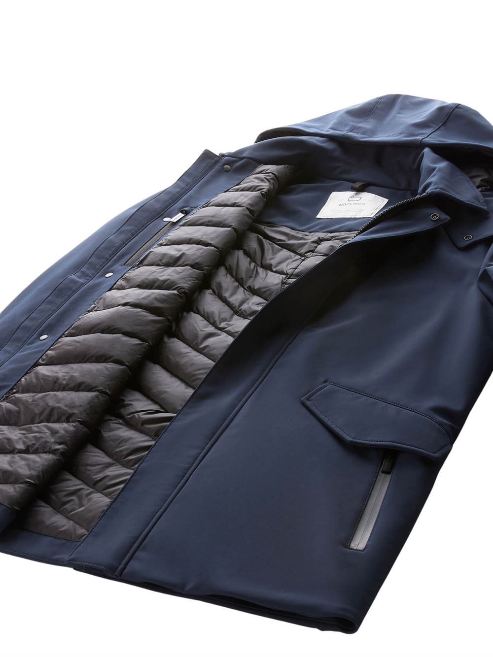 Woolrich Giubbino Barrow Mac Tech Soft Shell Coat Blu Melton Interno