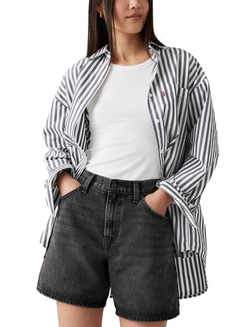 Levi's High Baggy Shorts Black Front