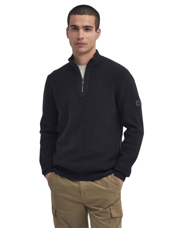 Barbour International Maglione Crawley Zip Corta Nero Frontale