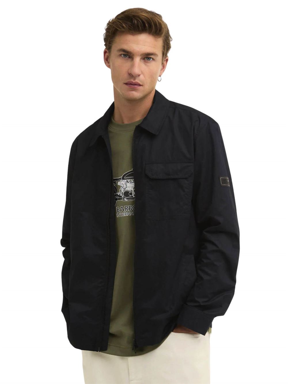 Barbour International Overshirt Warren Nero Frontale