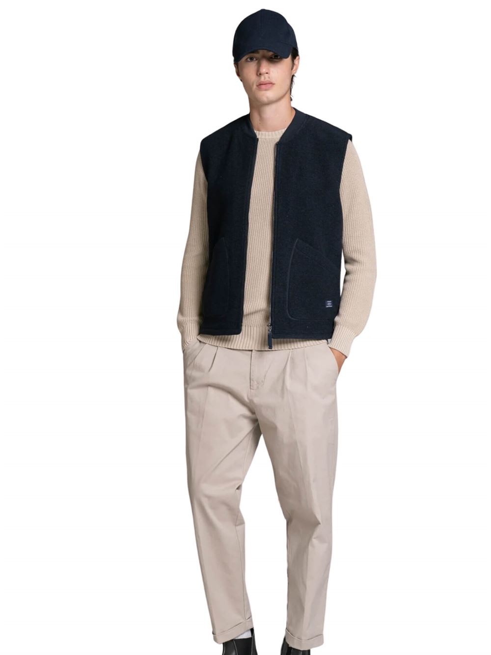 Impure Gilet Terry Blu Navy Frontale Intera