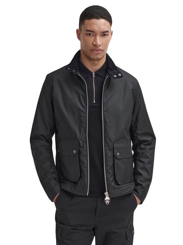 Barbour International Lutlaw Harrington Waxed Jacket Black Front