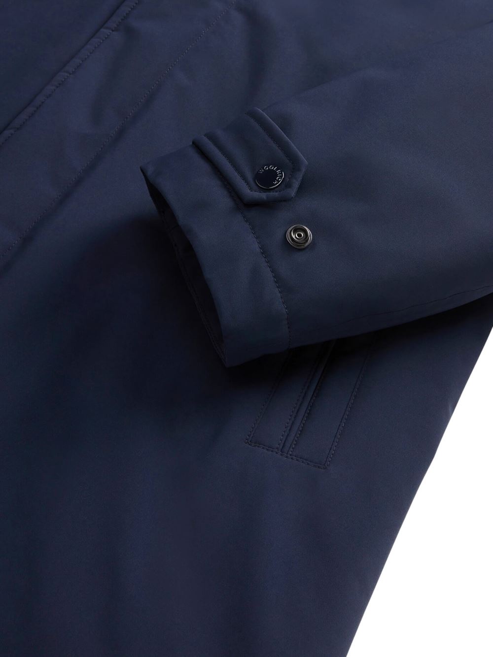 Woolrich Soprabito Stretch 2 in 1 Carcoat Blu Melton Dettaglio