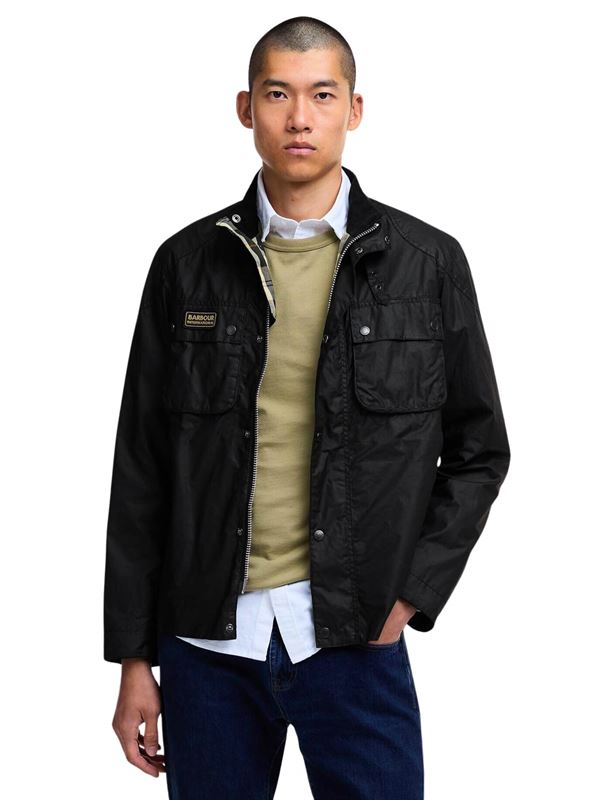 Barbour International Merton Waxed Jacket Black Front