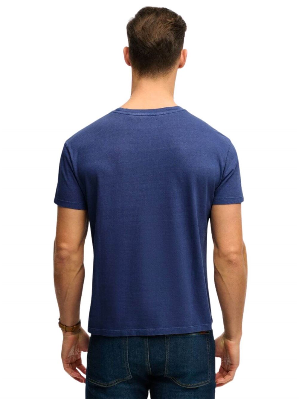 Superdry Classic Cotton Linen Pocket Tee Montauk Blue Back
