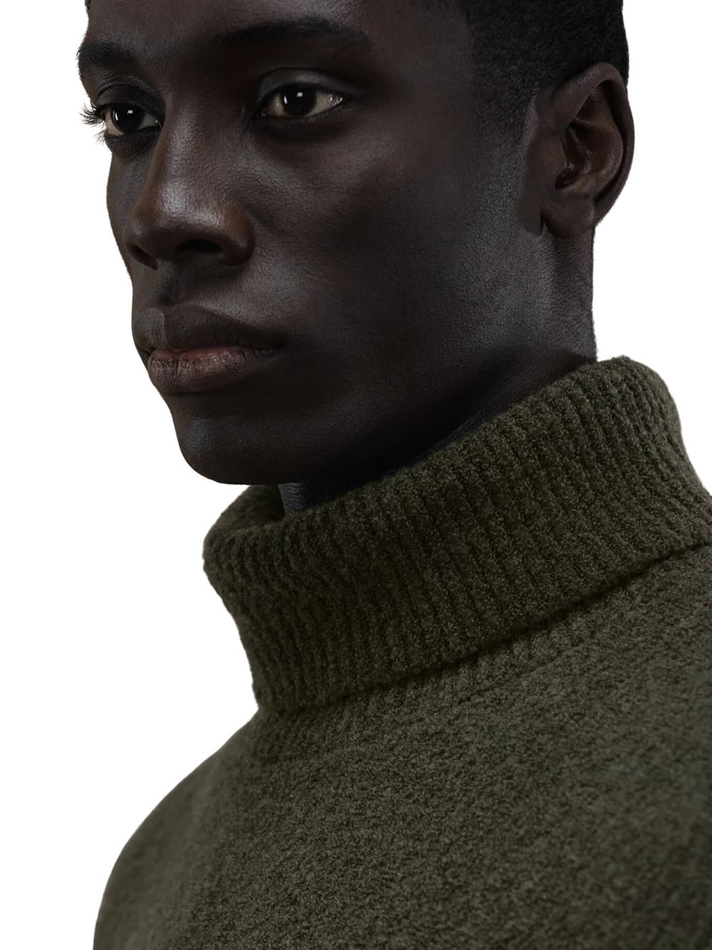 RRD Bouclè Turtleneck Knit Military Green Detail