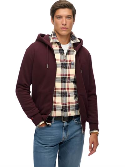 Superdry Essential Logo Zip Hoodie Tawny Port Marl Front