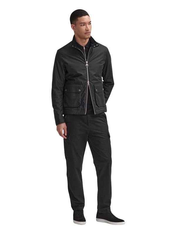 Barbour International Lutlaw Harrington Waxed Jacket Black Frontal