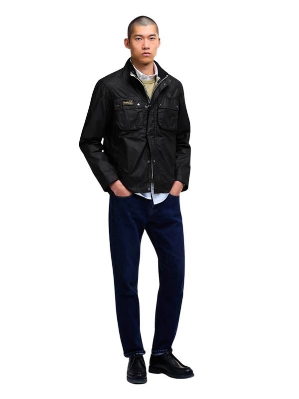 Barbour International Merton Waxed Jacket Black Frontal