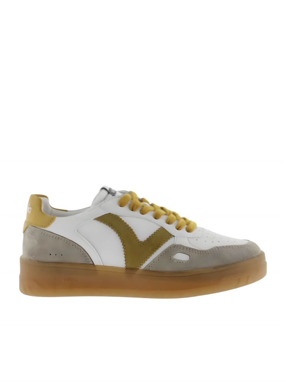 Victoria Seul Split Leather Effect Unisex Sneaker Mustard Right Side