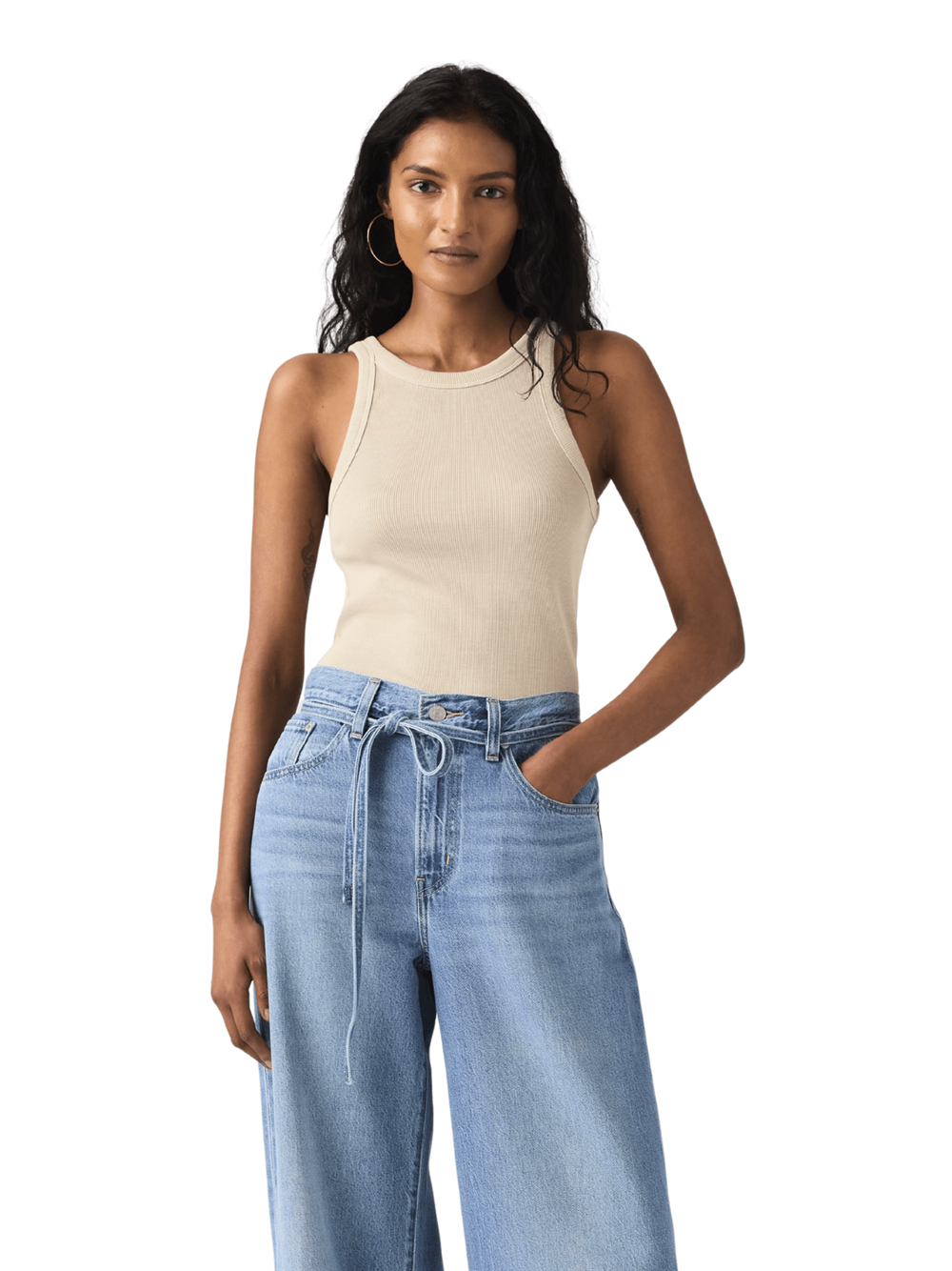 Levi's Canotta Essential Racer Tank Top Grigio Frontale