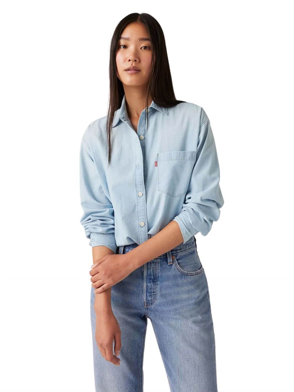 Levi's Harlie Boyfriend Shirt Where Is She Blue Front