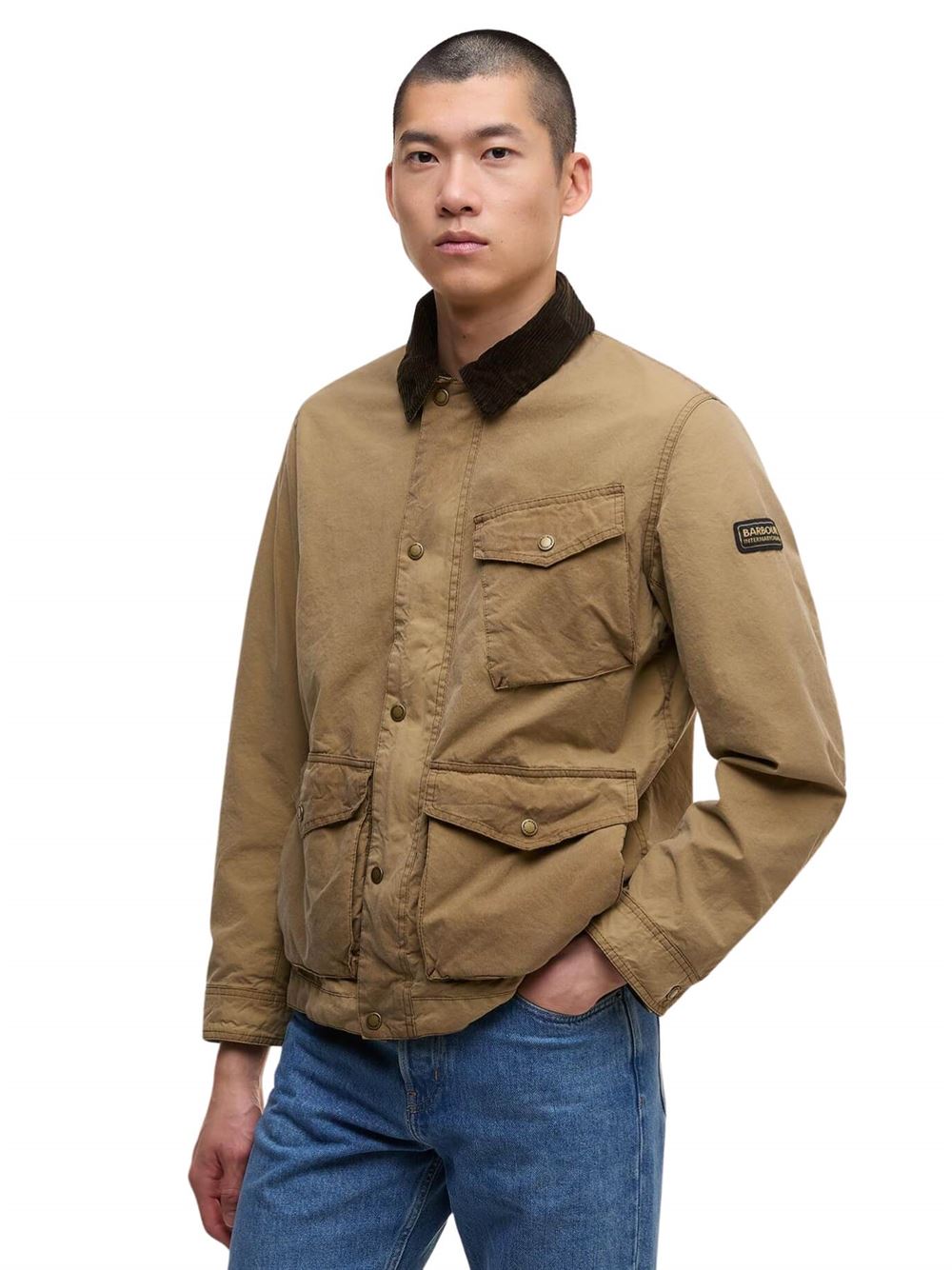 Barbour International Drifter Waxed Jacket Sand Front