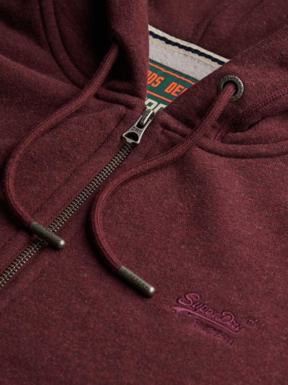 Superdry Essential Logo Zip Hoodie Tawny Port Marl Embroidery