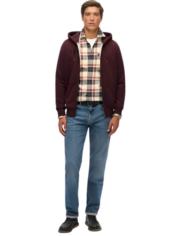 Superdry Essential Logo Zip Hoodie Tawny Port Marl Frontal