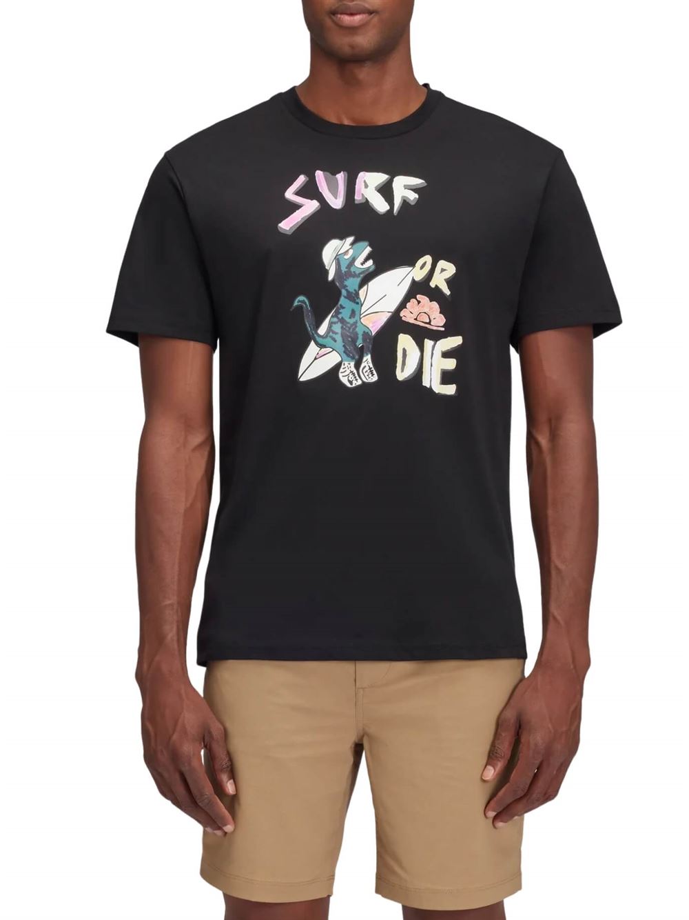 Sundek T-shirt Stampa Surf or Die Nero Frontale
