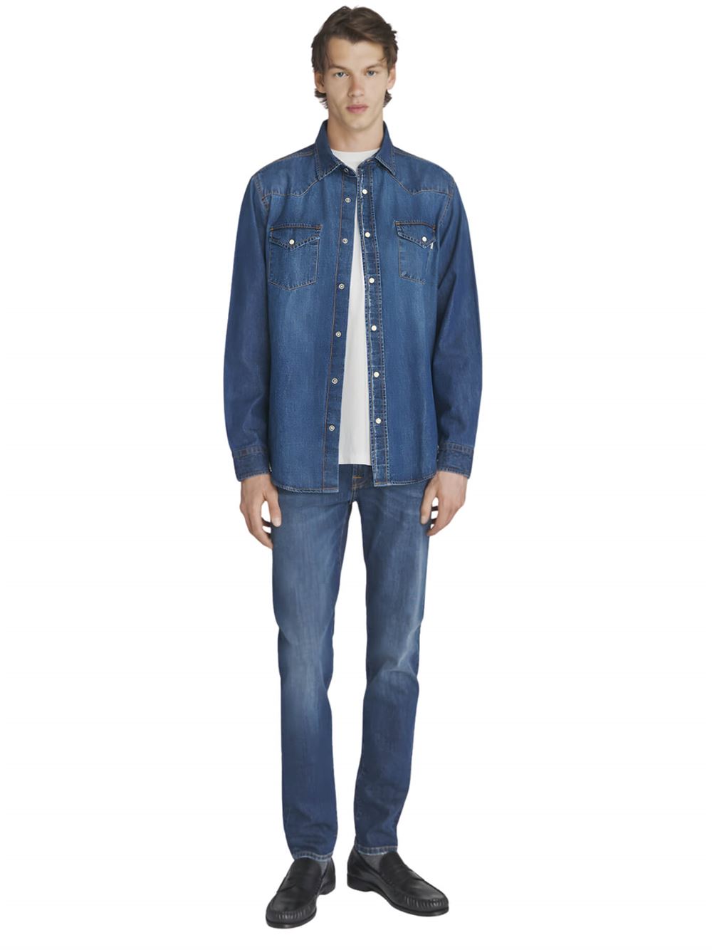 Roy Roger's Camicia Martin Denim Frontale Intera