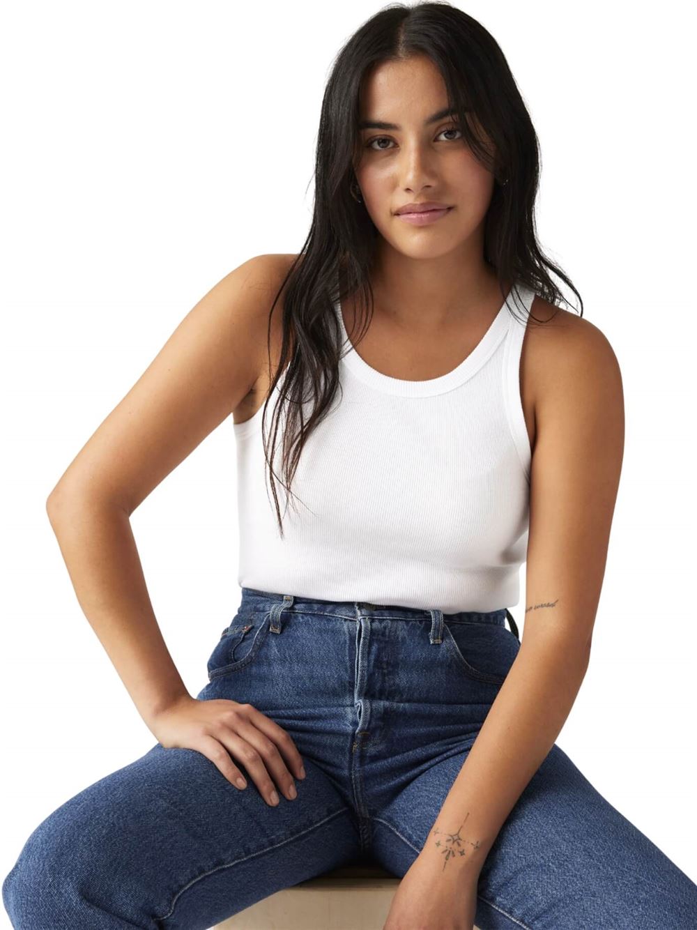 Levi's Canotta Essential Racer Tank Top Bianco Dettaglio