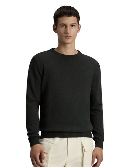 Woolrich Maglione Lambswool Crewneck Greenstone Frontale