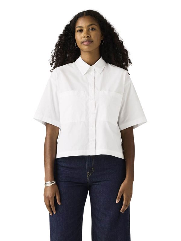 Levi's Camicia a Maniche Corte Harlie Bianco Frontale Intera