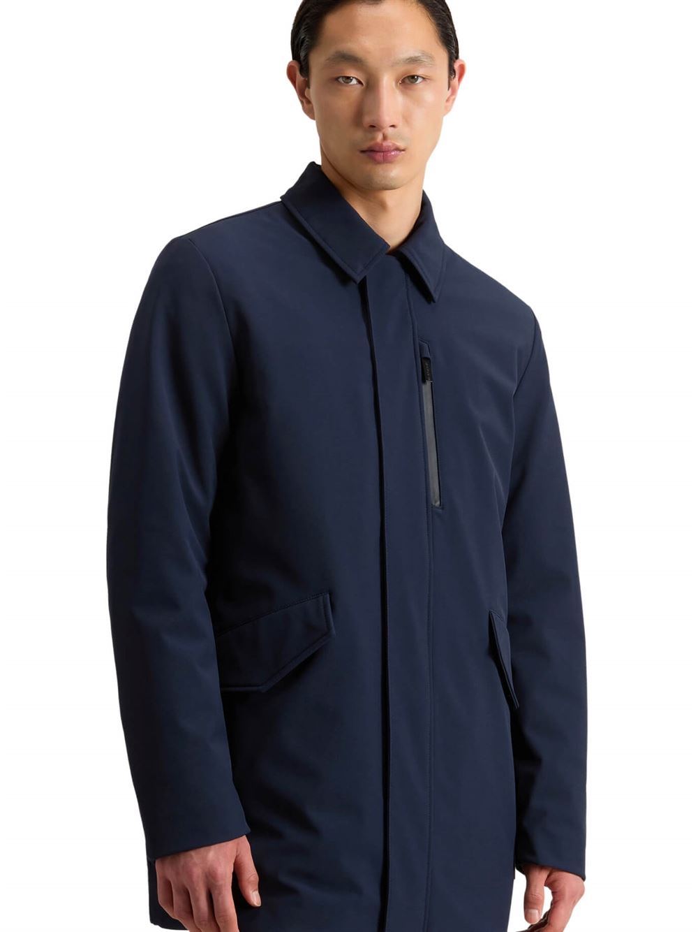 Woolrich Giubbino Barrow Mac Tech Soft Shell Coat Blu Melton Frontale