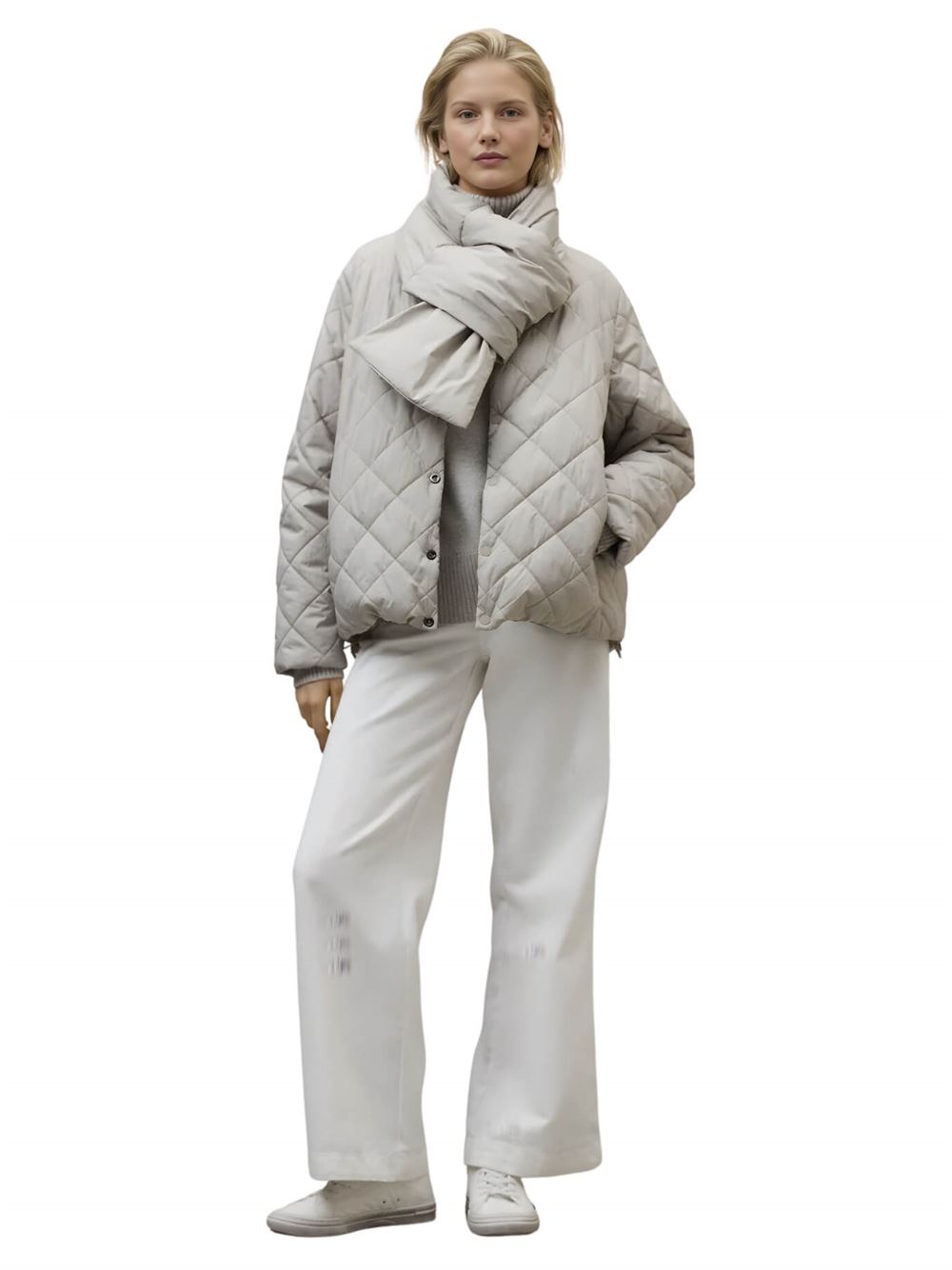 Ecoalf Geres Reversible Jacket Beige Quilted Frontal