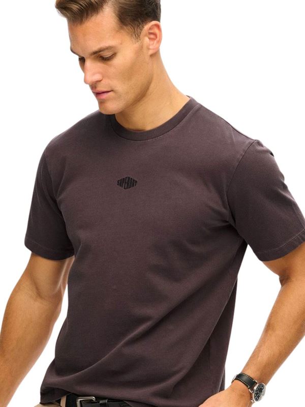 Superdry T-shirt Micro Logo Grigio Ardesia Scuro Dettaglio