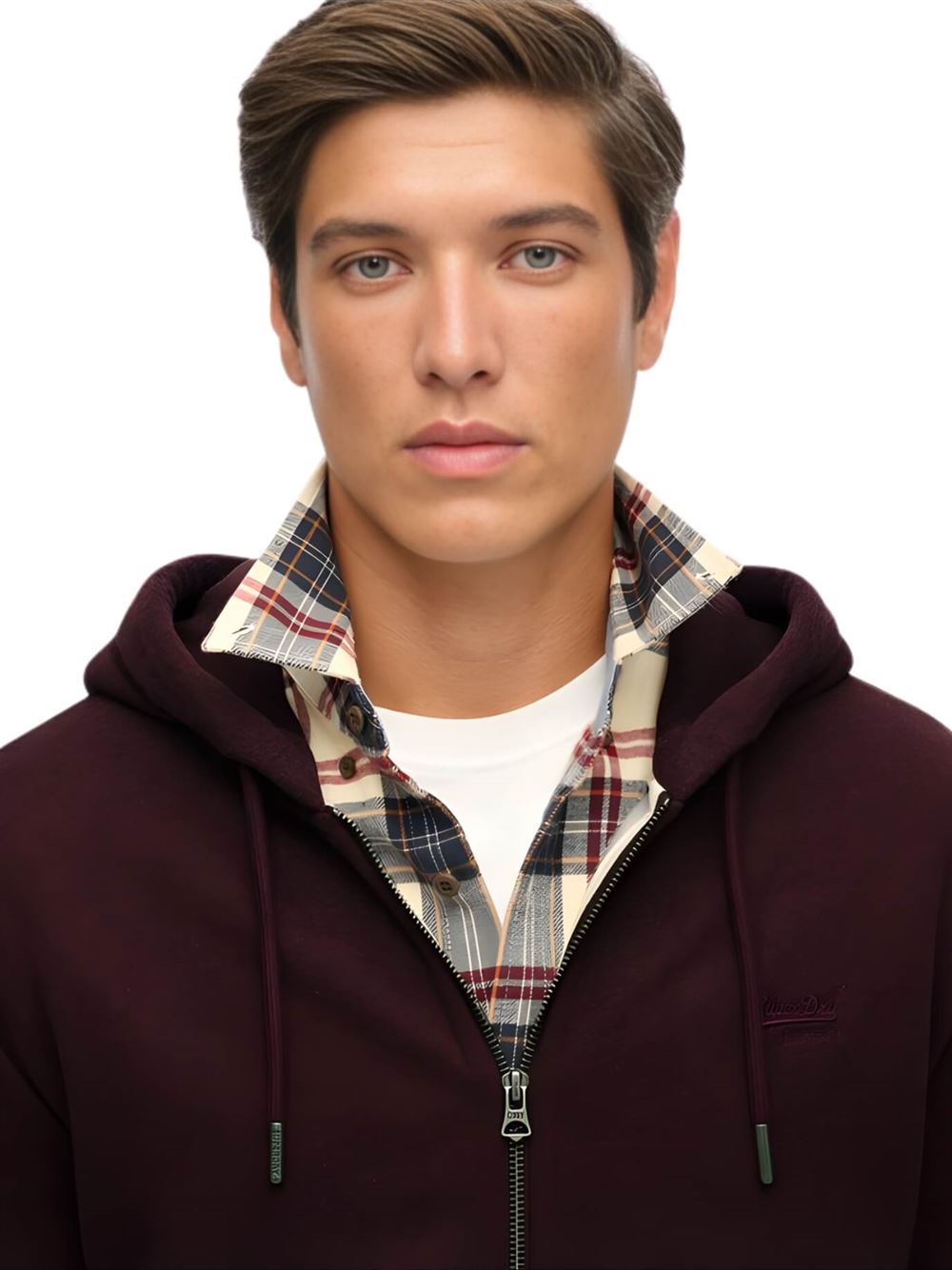 Superdry Essential Logo Zip Hoodie Tawny Port Marl Detail