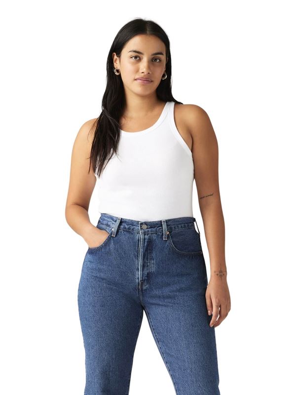 Levi's Canotta Essential Racer Tank Top Bianco Frontale