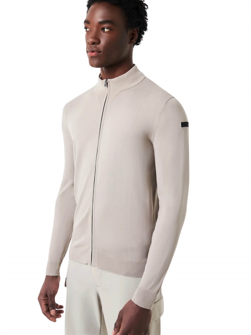 RRD-Maglia-Maxell-Full-Zip-Knit-Bianco-Sabbia-Frontale